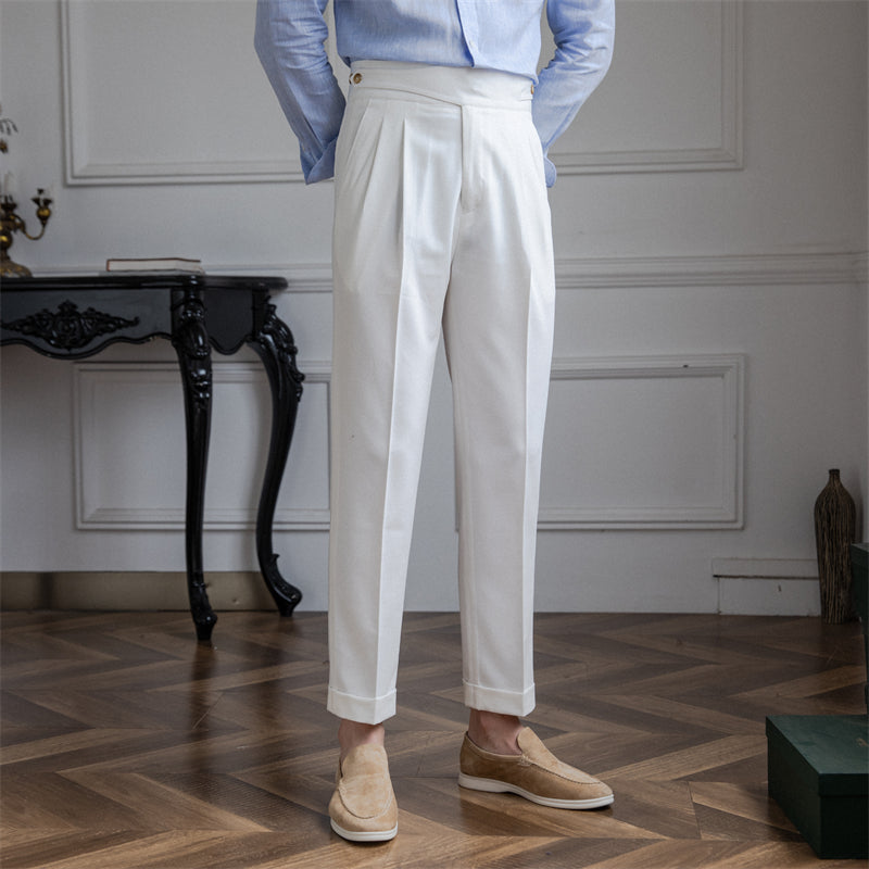 Pantalón "Moneglia" con Pliegue, Corte Recto