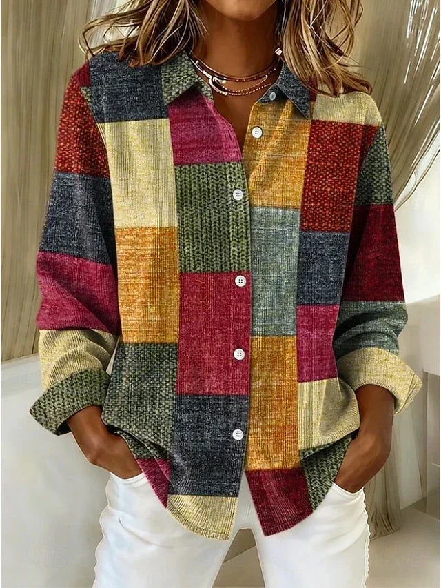 Norma | Blusa Vintage Patchwork con Botones