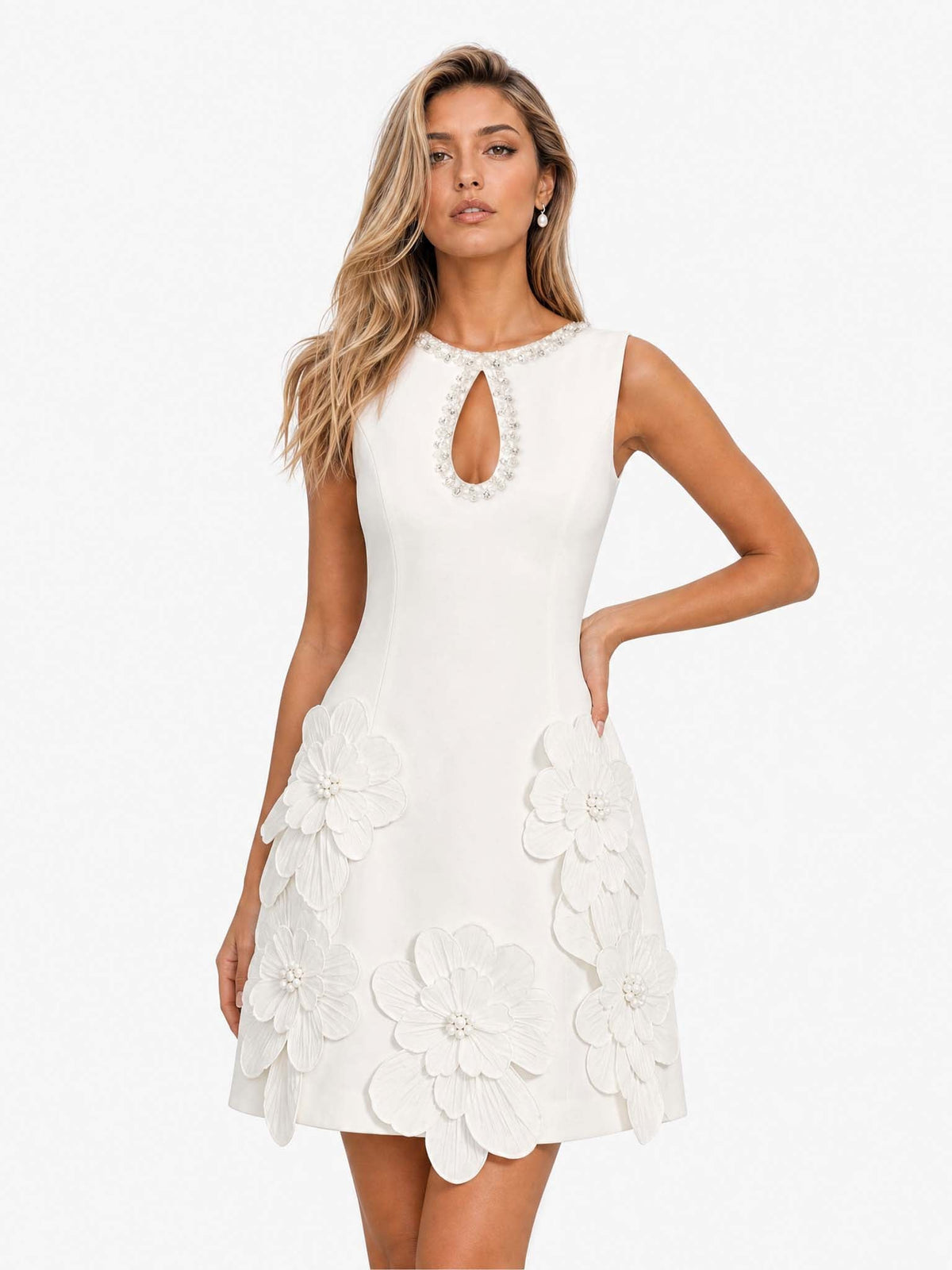 Elettra | Vestido Corto de Mujer sin Mangas con Cut-Outs
