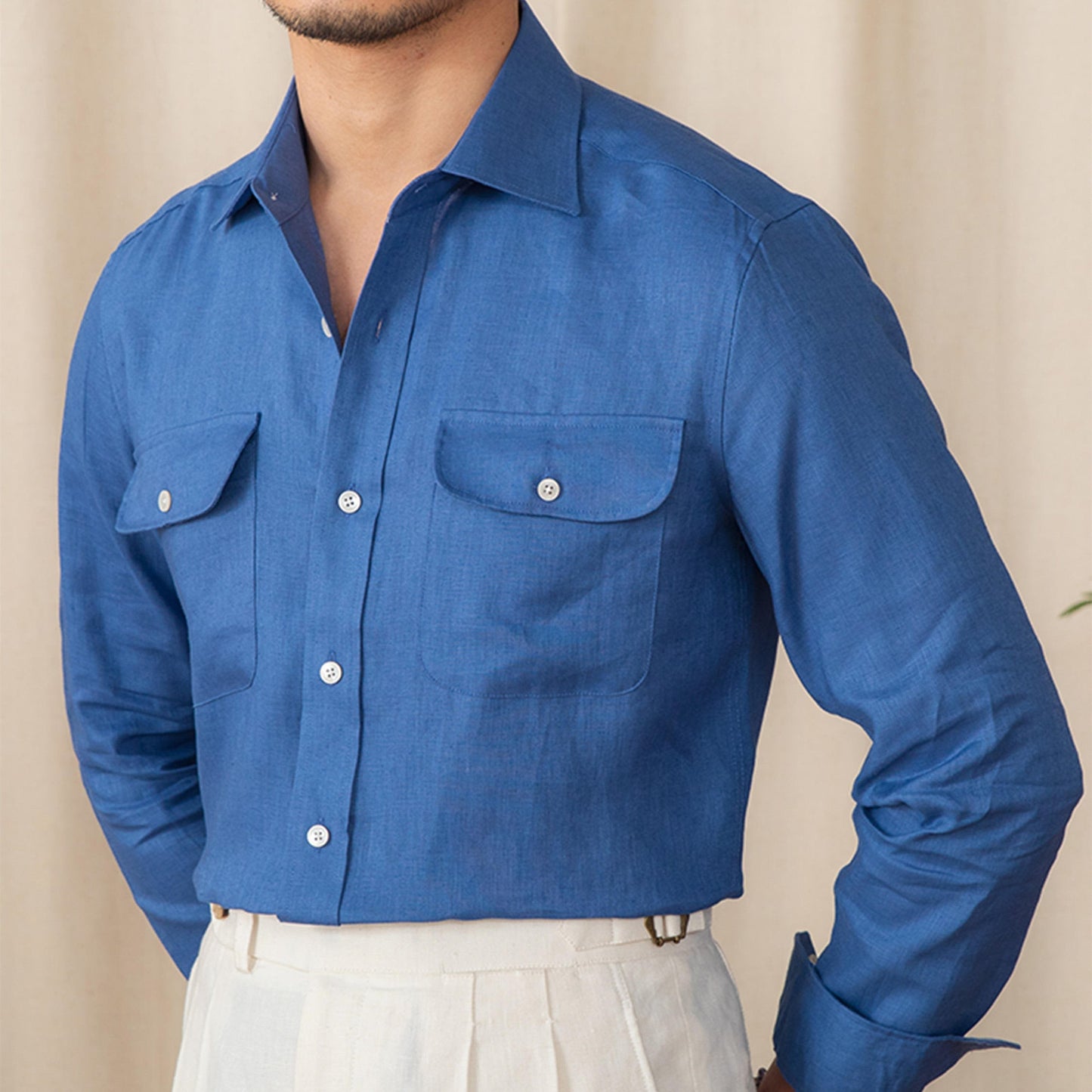 Camisa "Tuscany" de Lino, Manga Larga