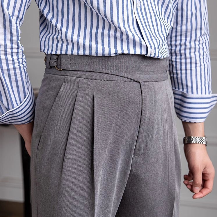 Pantalón "Portovenere" Gurkha con Botón y Pliegue