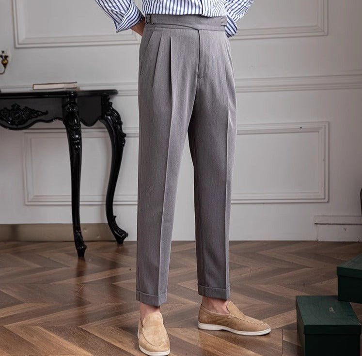 Pantalón "Portovenere" Gurkha con Botón y Pliegue