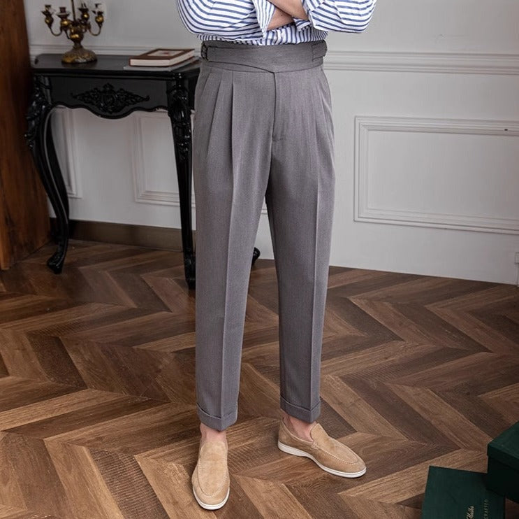 Pantalón "Portovenere" Gurkha con Botón y Pliegue