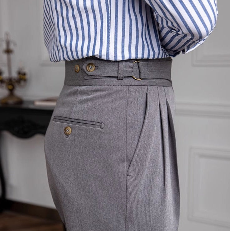 Pantalón "Portovenere" Gurkha con Botón y Pliegue