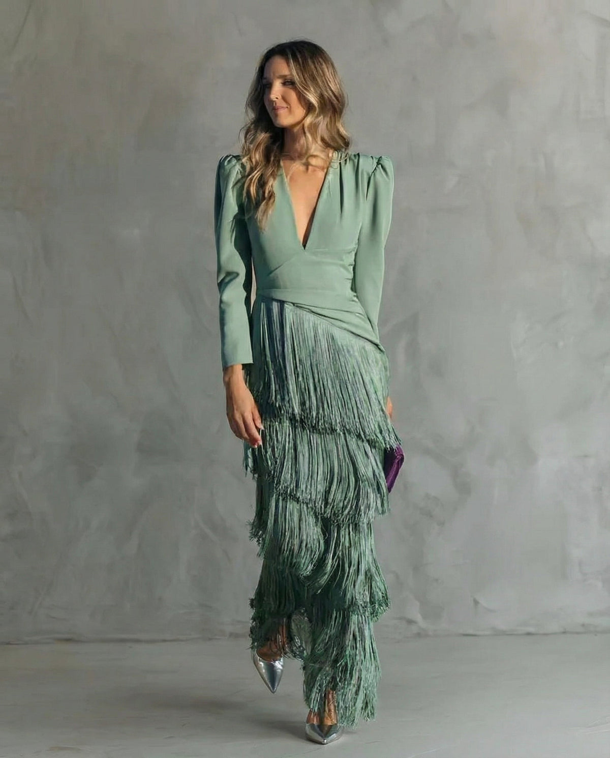 Chiara | Vestido Midi de Mujer con Mangas de Flecos