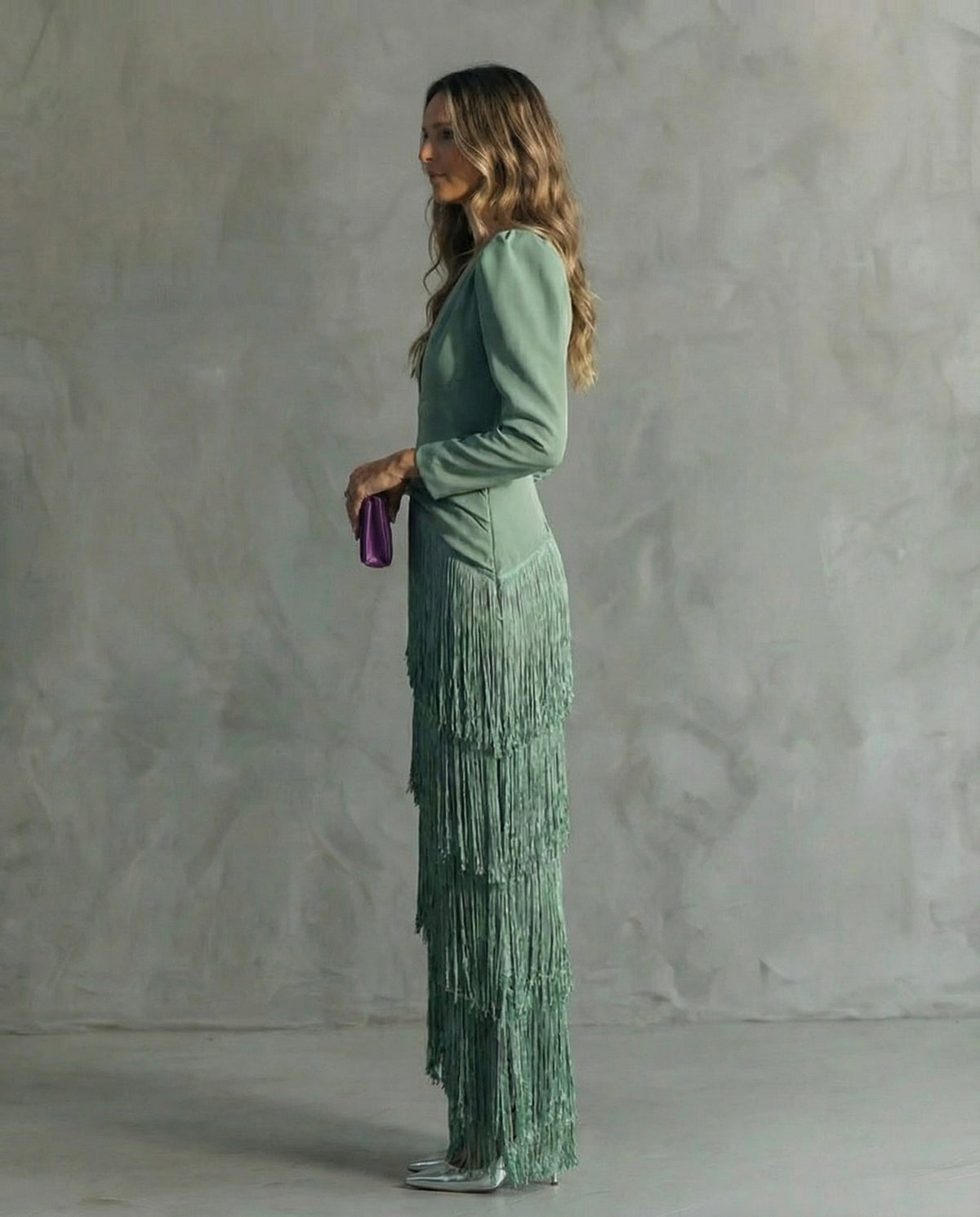 Chiara | Vestido Midi de Mujer con Mangas de Flecos