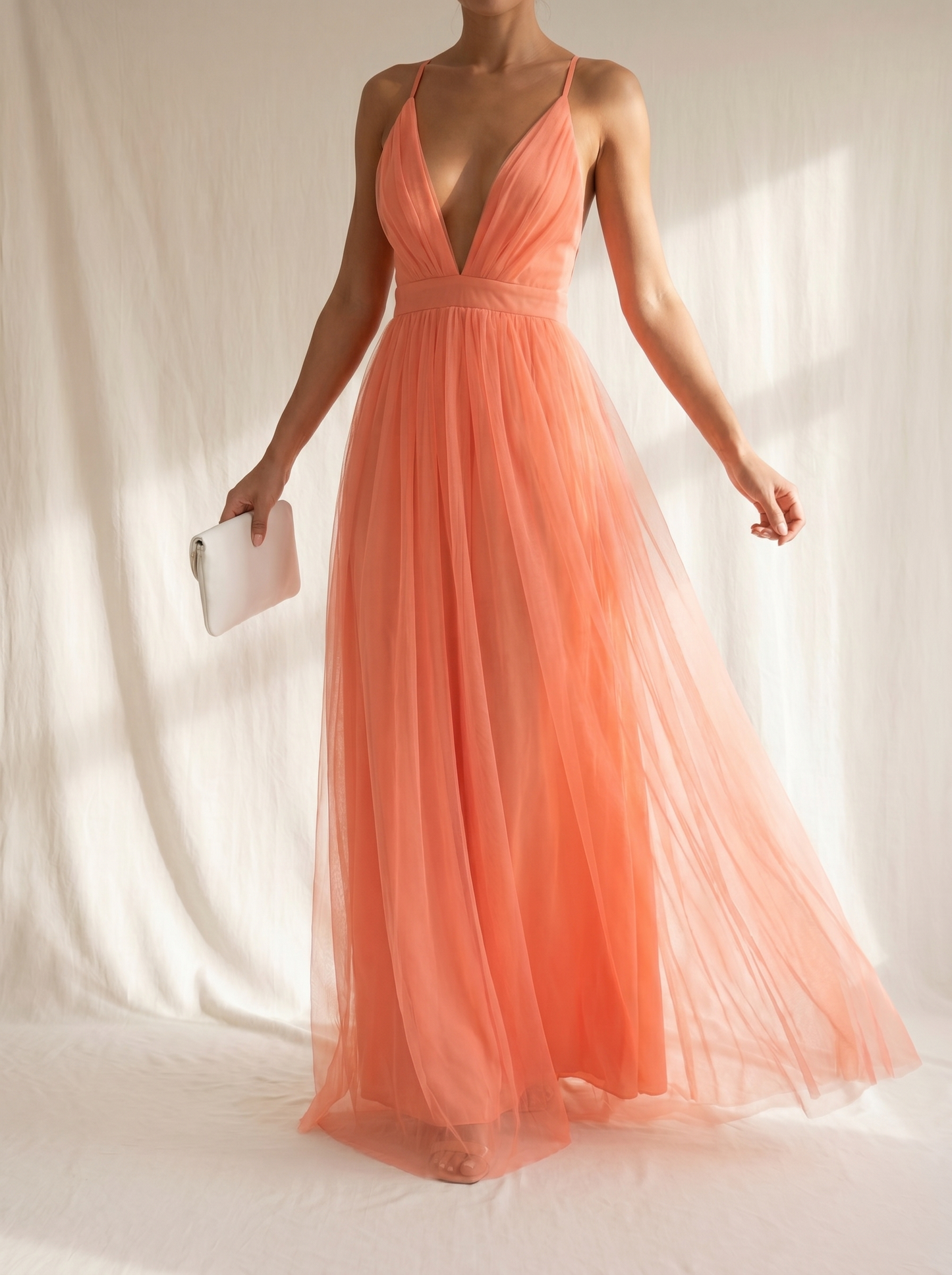 Genevieve | Coral Glow Maxi Dress