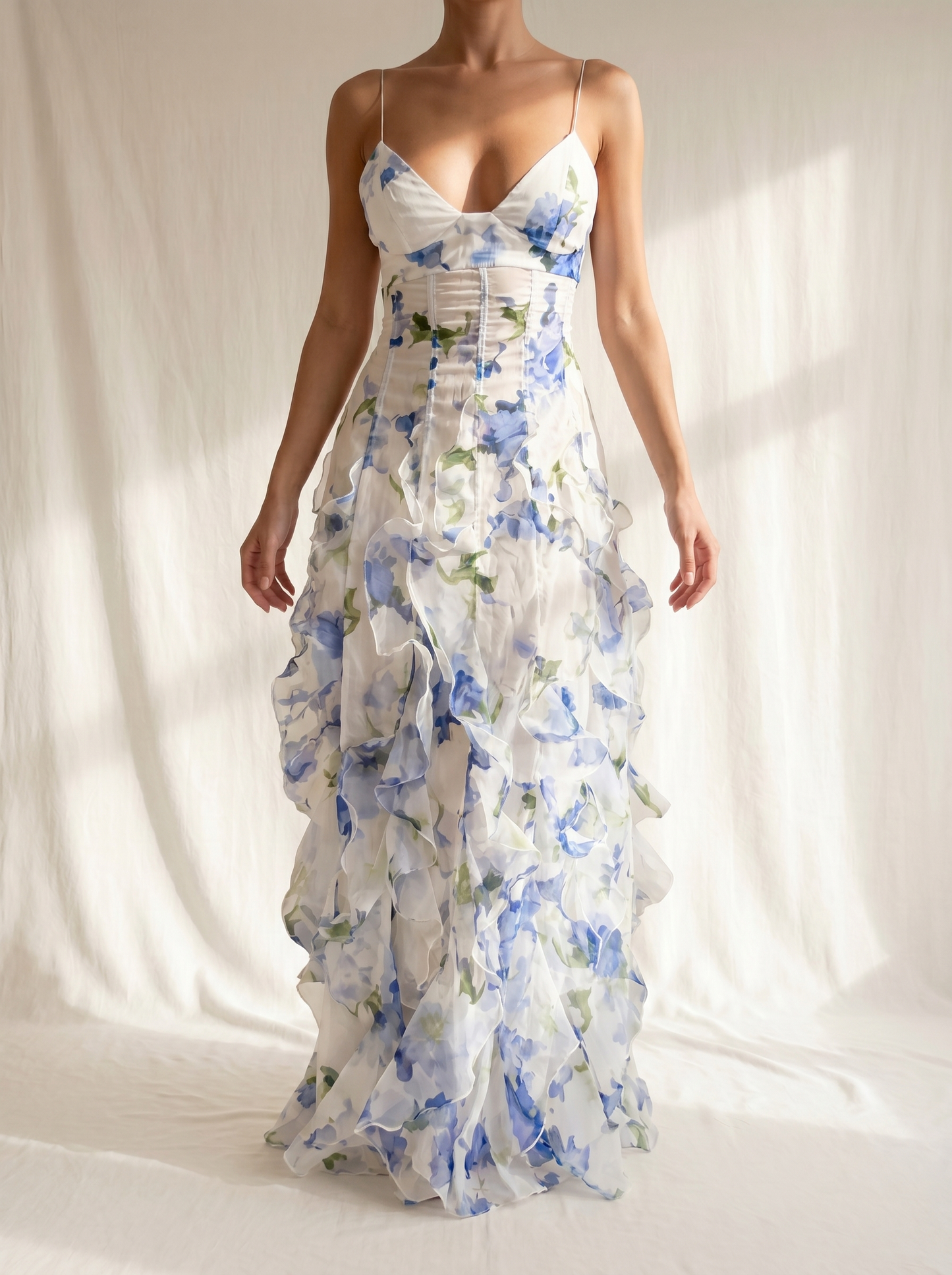 Iris | Floral Midi Dress with Ruching