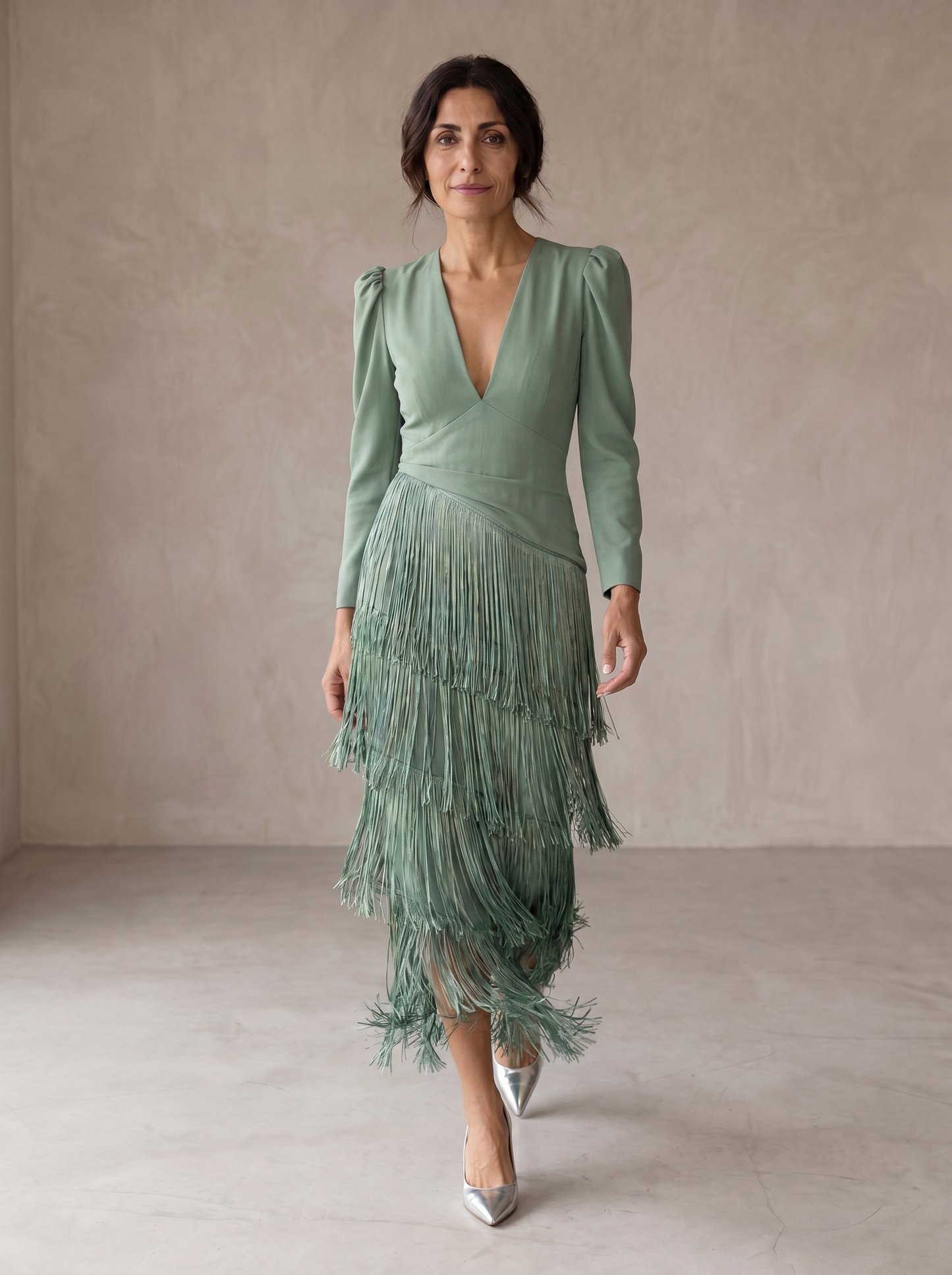 Clara | Elegant Dress with Fringe Sleeves