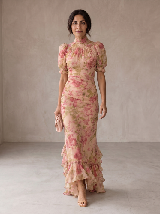 Rosalie | Floral Chiffon Long Dress