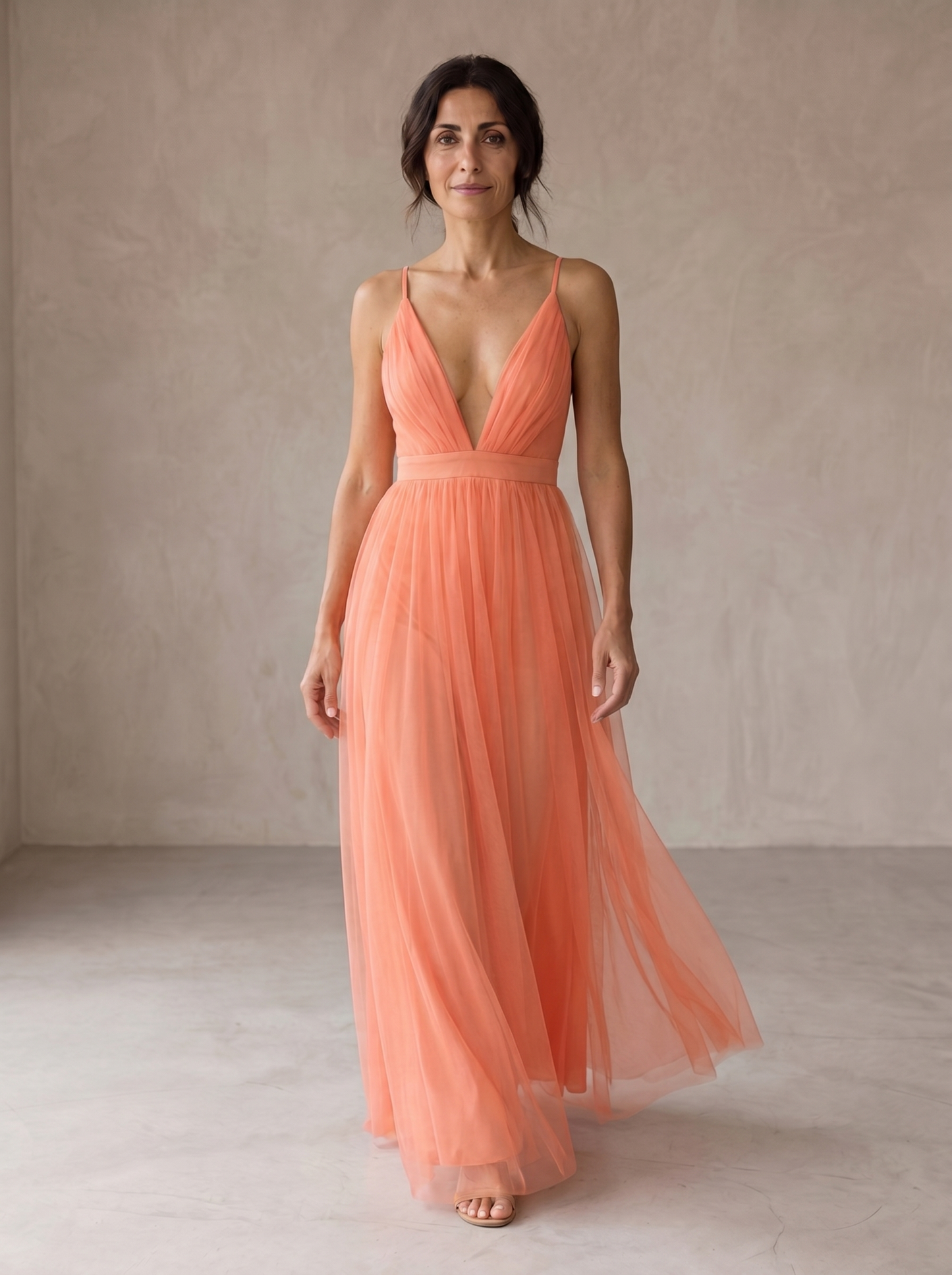 Genevieve | Coral Glow Maxi Dress