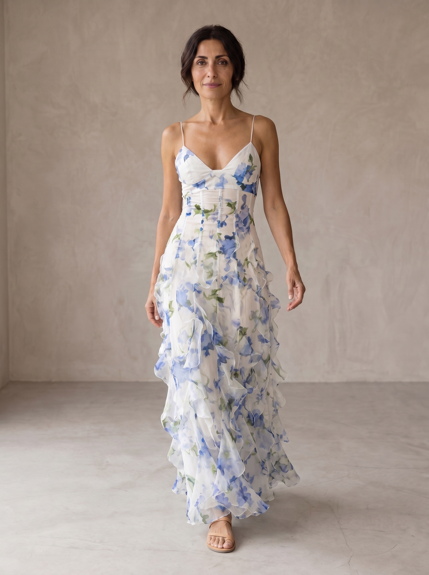Iris | Floral Midi Dress with Ruching