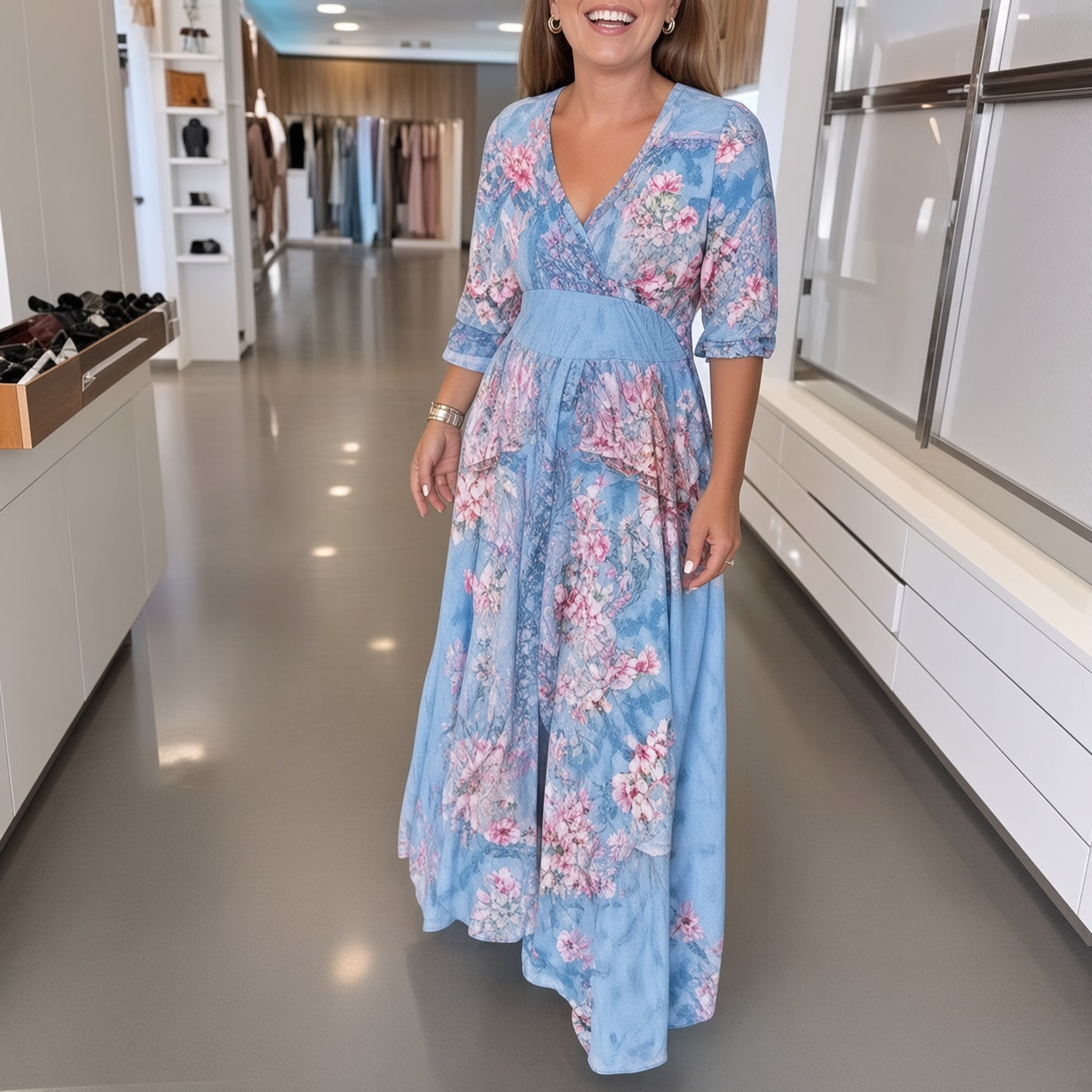 Diletta | Vestido con estampado floral - Azul