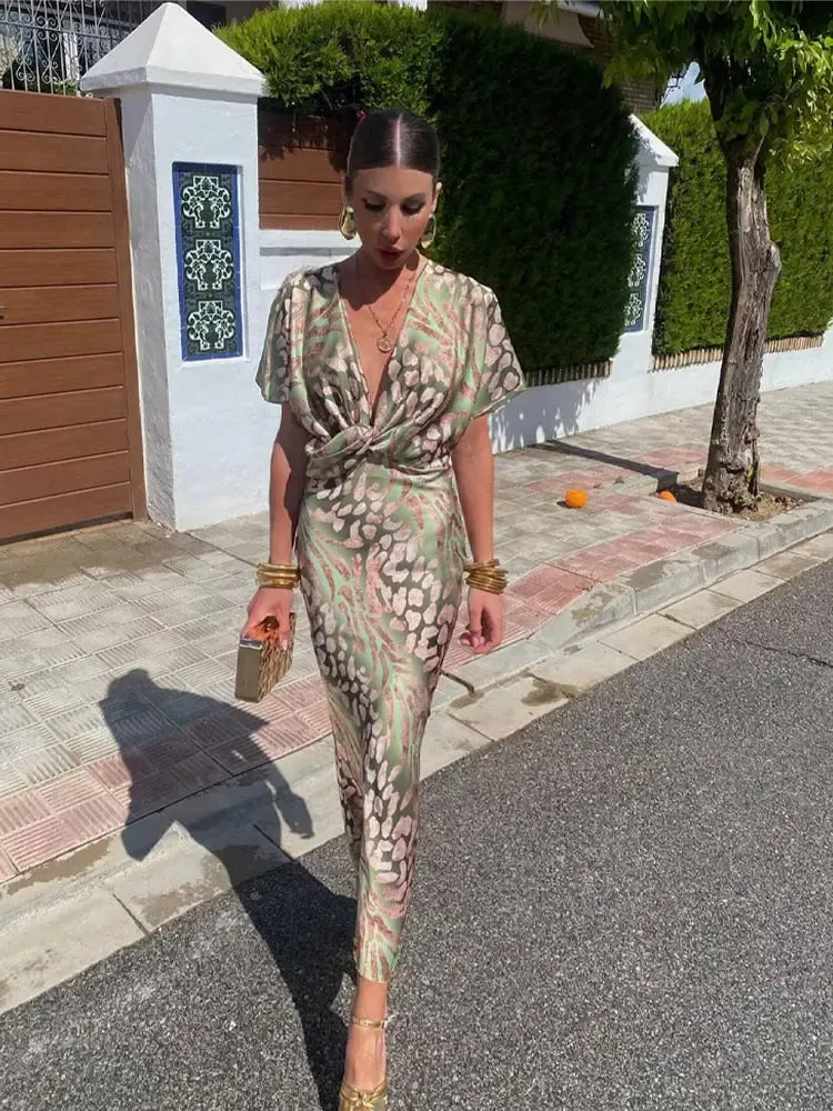 Higinia | Vestido Midi de Mujer con Estampado Cobre