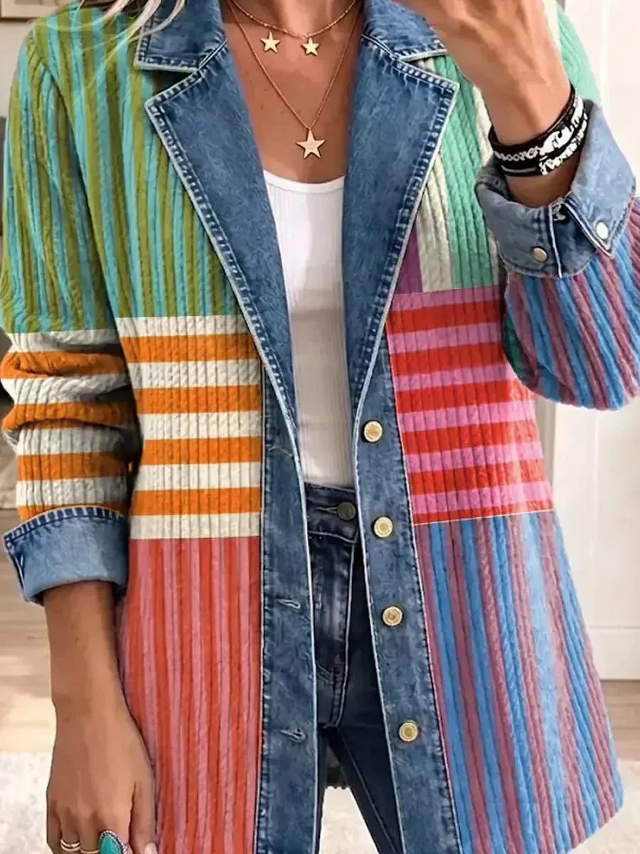 Marisol | Chamarra Retro Artística con Estampado Geométrico