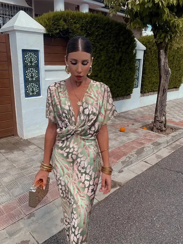 Higinia | Vestido Midi de Mujer con Estampado Cobre