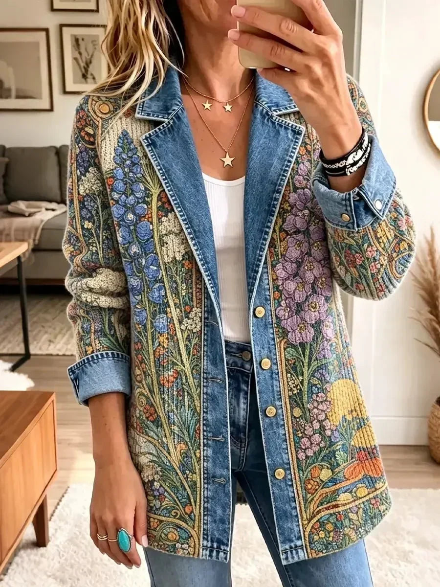 Leticia | Chamarra de Mezclilla Vintage Floreada