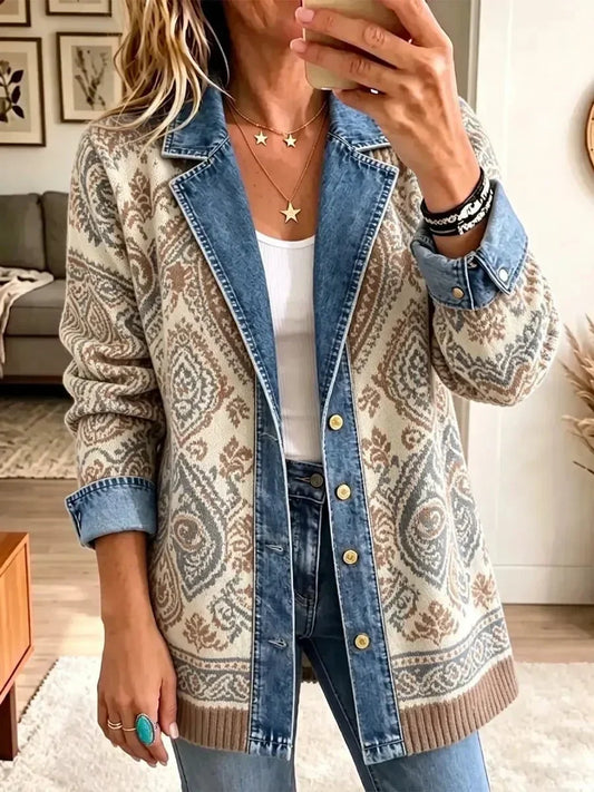 Irma | Chamarra de Mezclilla Retro Étnica Patchwork