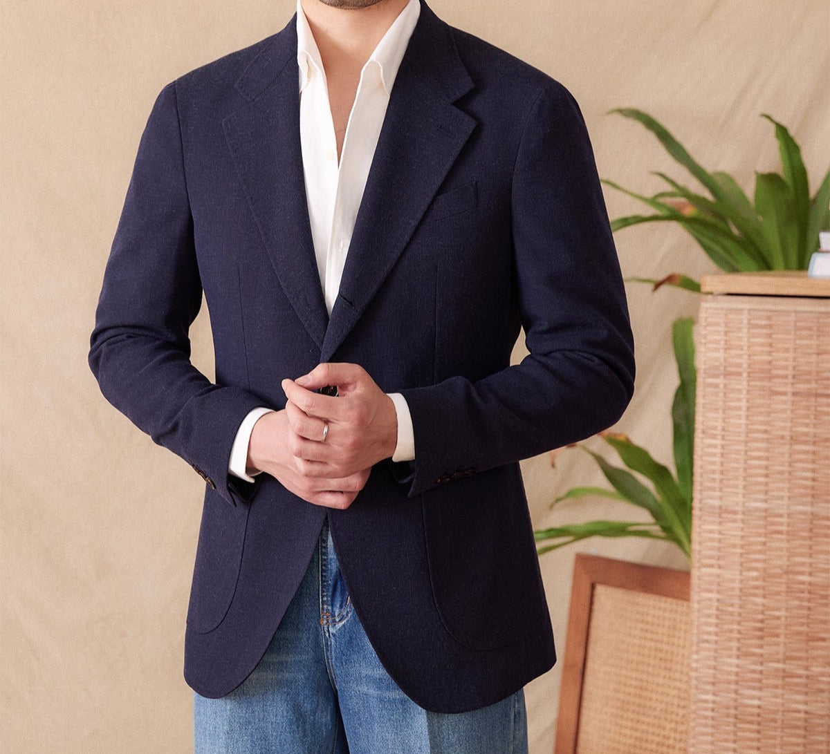 Chamarra Blazer Deportiva "Monaco" de Mezcla de Lino