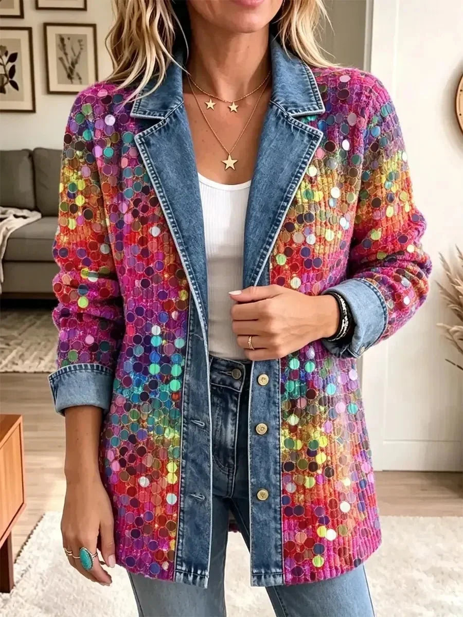 Cecilia | Chamarra Retro de Lentejuelas Brillantes