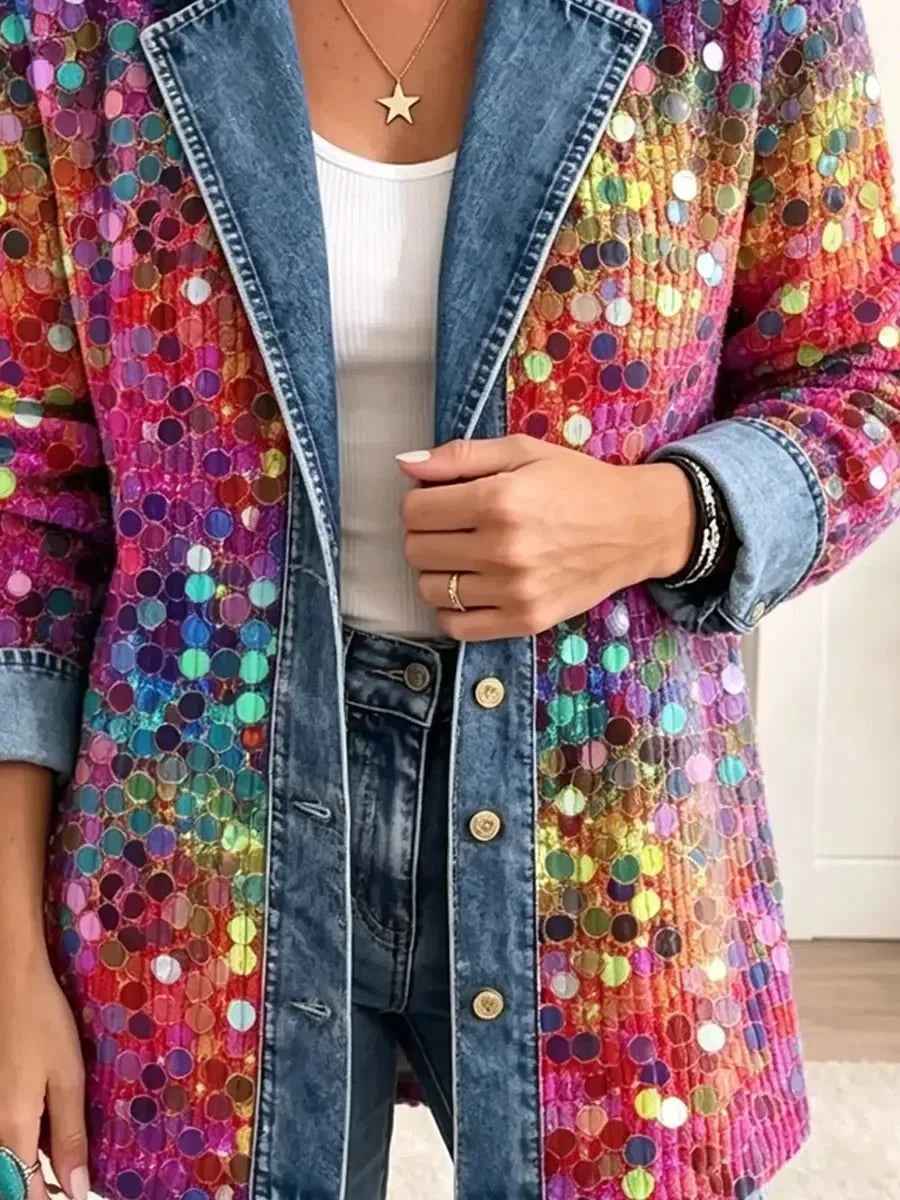 Cecilia | Chamarra Retro de Lentejuelas Brillantes