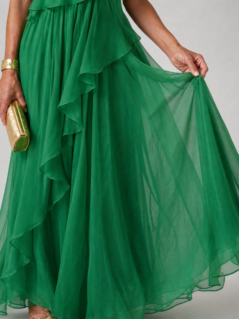 Victoria | Vestido Largo de Mujer de un Solo Hombro con Olanes