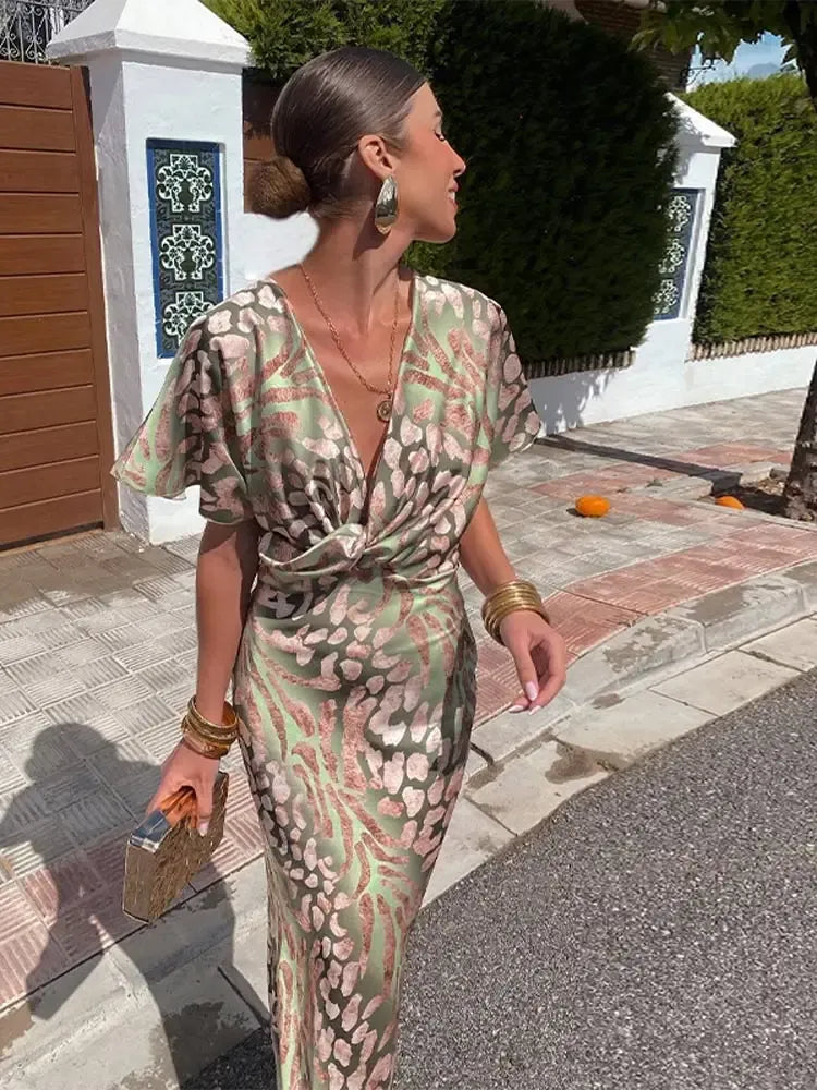 Higinia | Vestido Midi de Mujer con Estampado Cobre