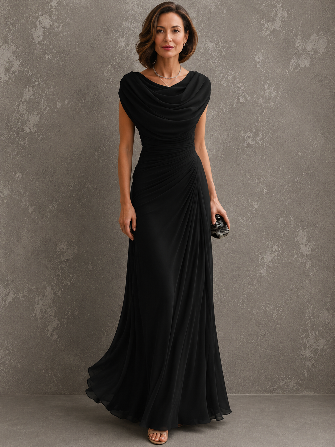 Maëlle | Vestido Largo de Mujer Drapeado sin Mangas