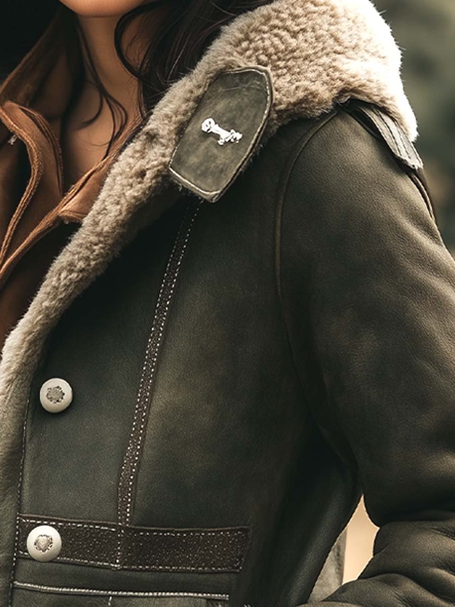 Abrigo Grueso Retro de Gamuza para Mujer