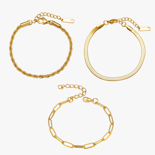 Esential | Conjunto de pulseras chapadas en oro de 18 quilates