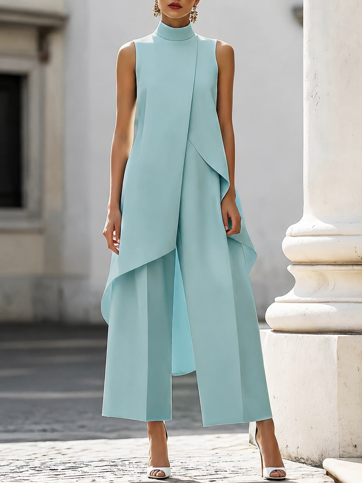 Catalina | Conjunto de Mujer con Cuello Alto y Pantalón Palazzo