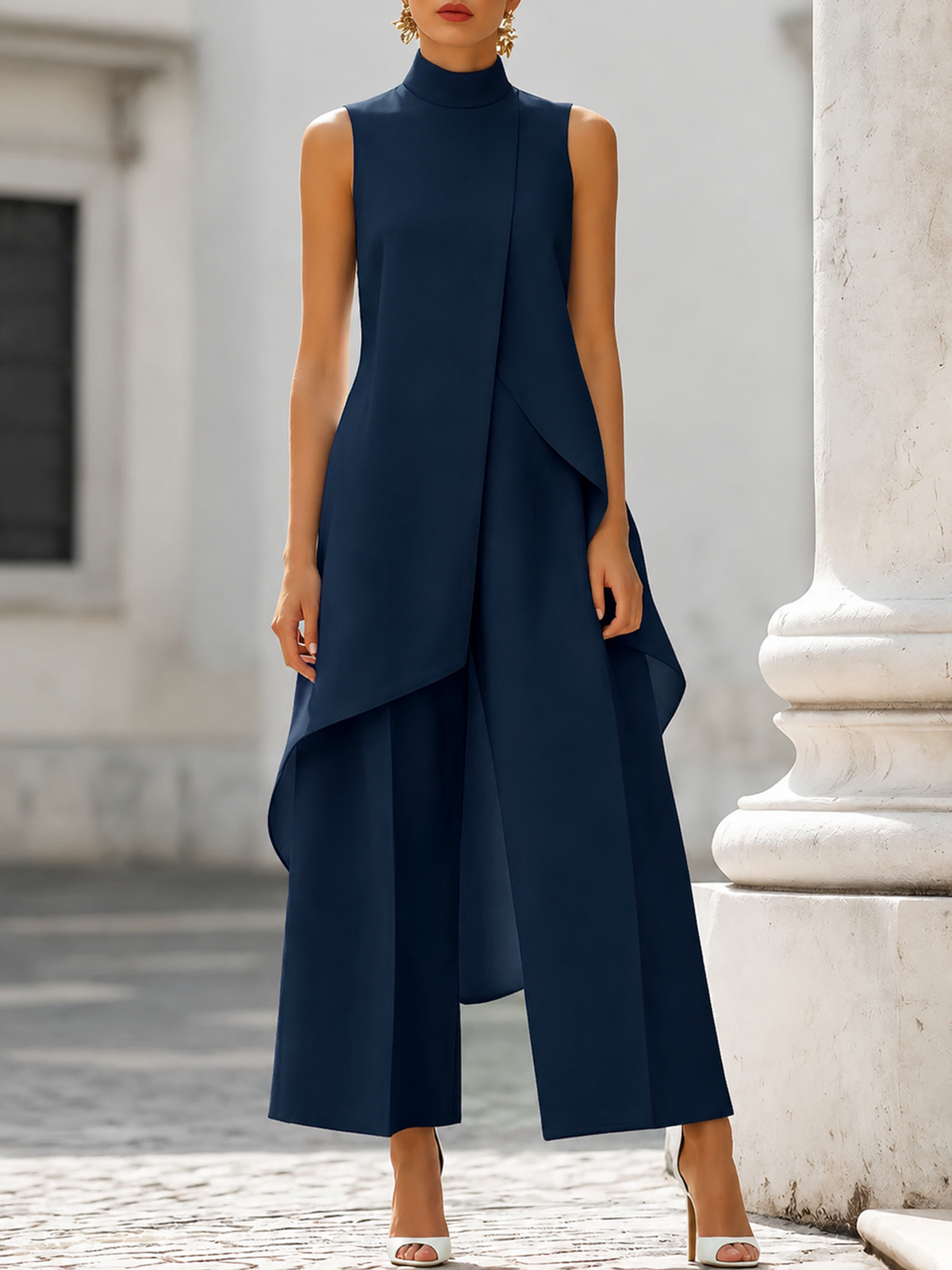 Catalina | Conjunto de Mujer con Cuello Alto y Pantalón Palazzo