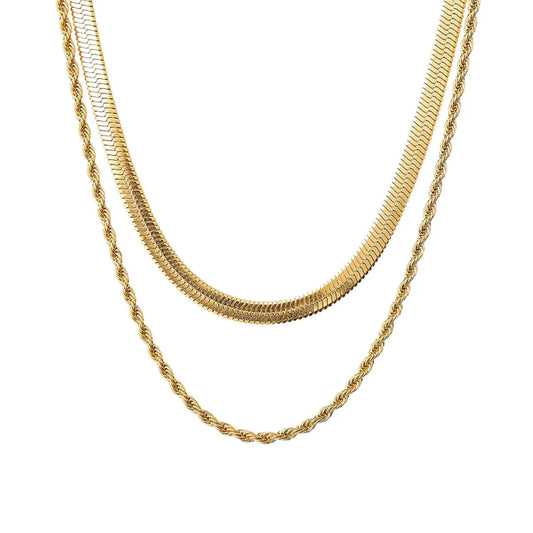 Malena | Dúo de collares bañados en oro de 18 quilates