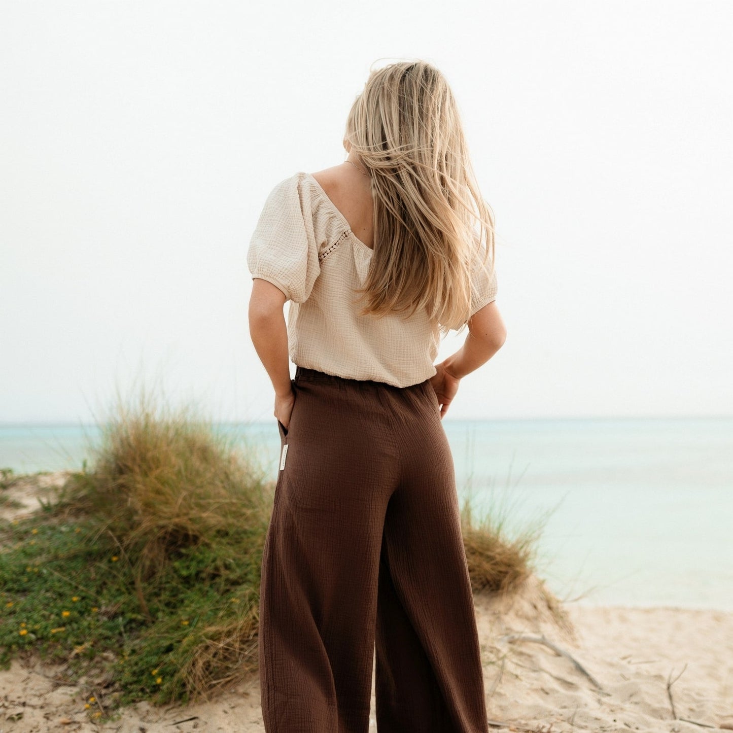 Pantalón palazzo de muselina Nilla