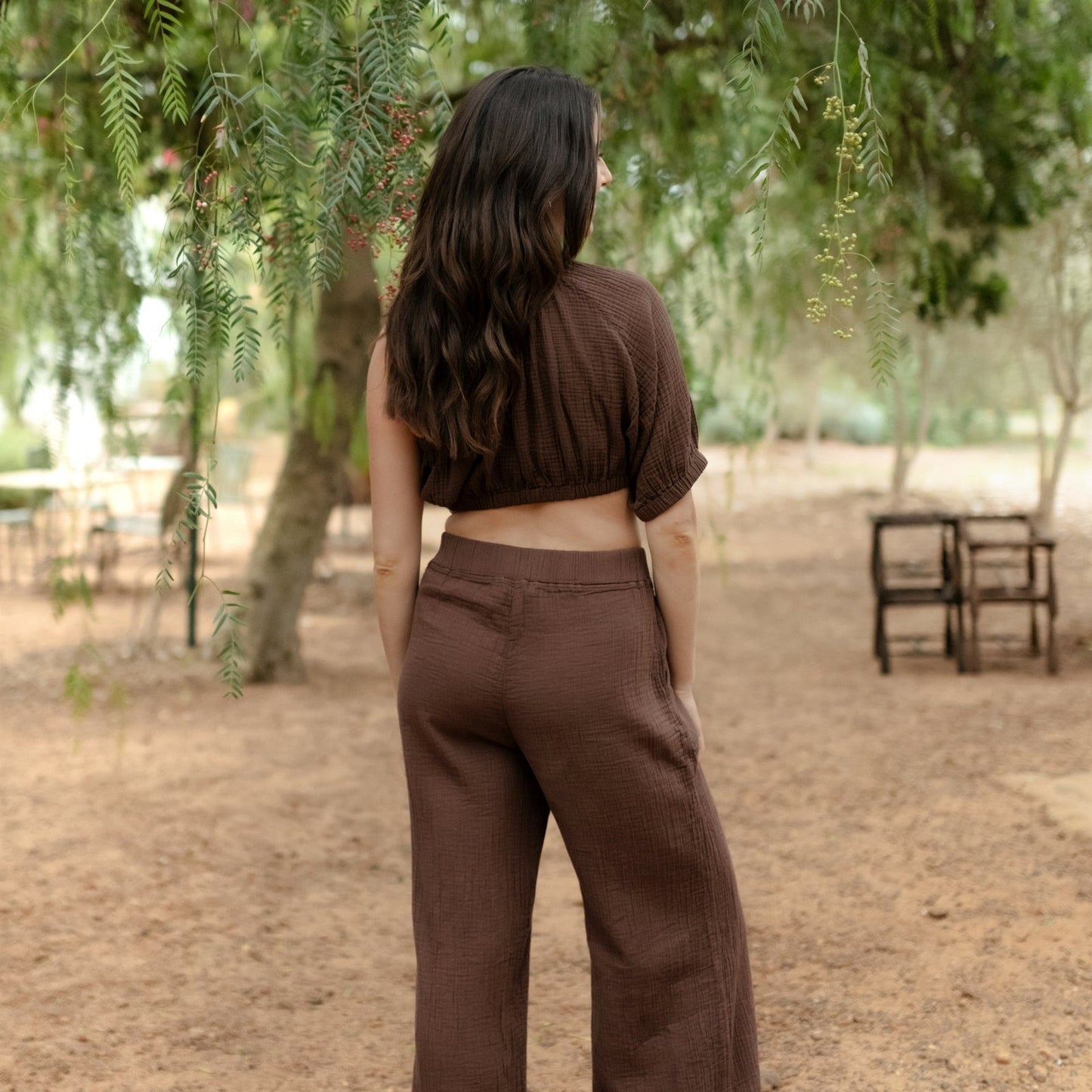 Pantalón palazzo de muselina Nilla