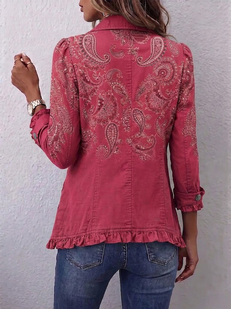 Adoración | Chamarra Cachemira Rosa con Volantes