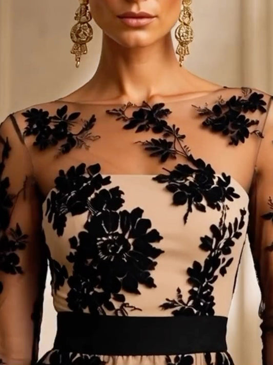Catherine – Vestido de Noche de Encaje Floral
