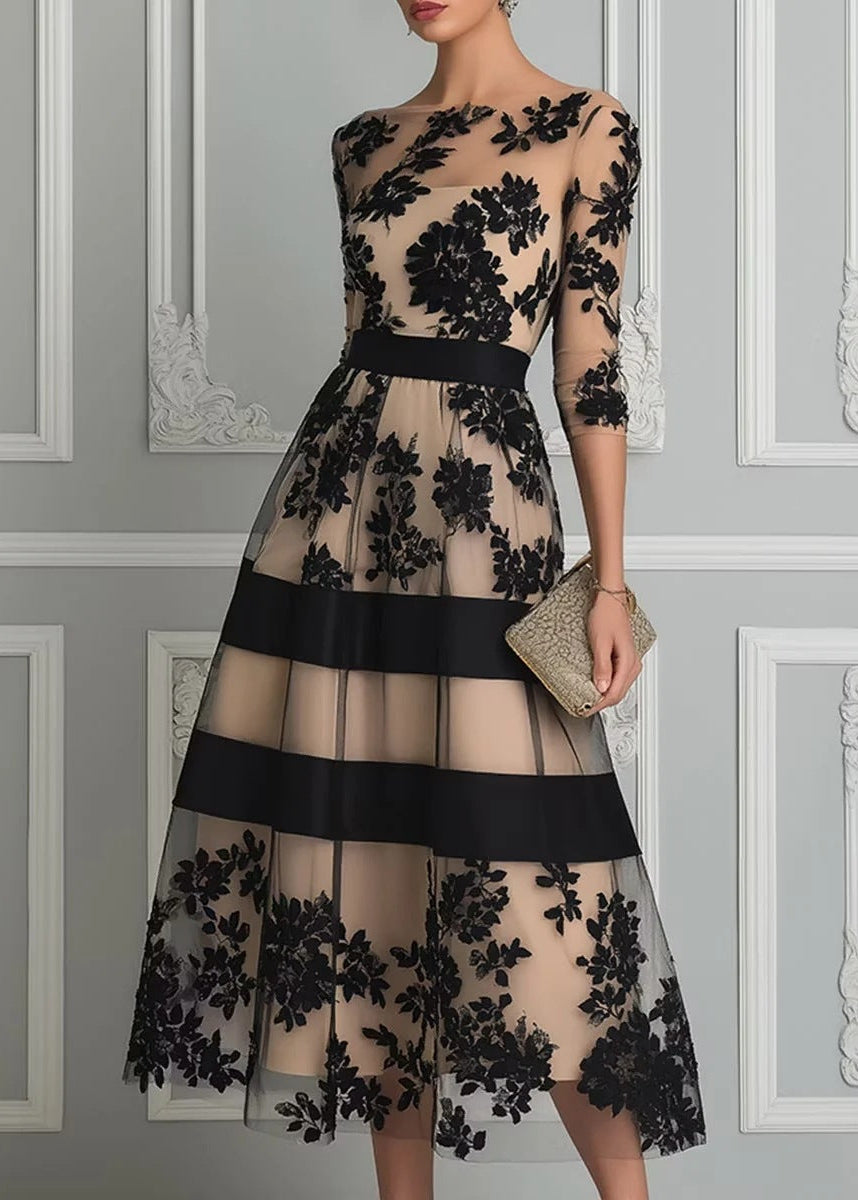 Catherine – Vestido de Noche de Encaje Floral