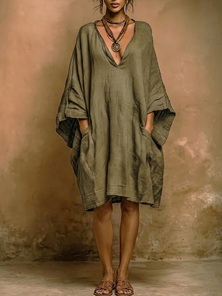 Fiorella – Vestido de Elegancia Relajada en Lino y Algodón