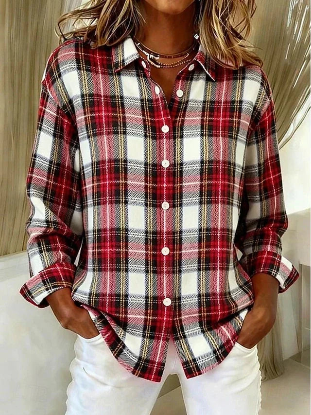 Erika | Blusa Vintage a Cuadros con Botones