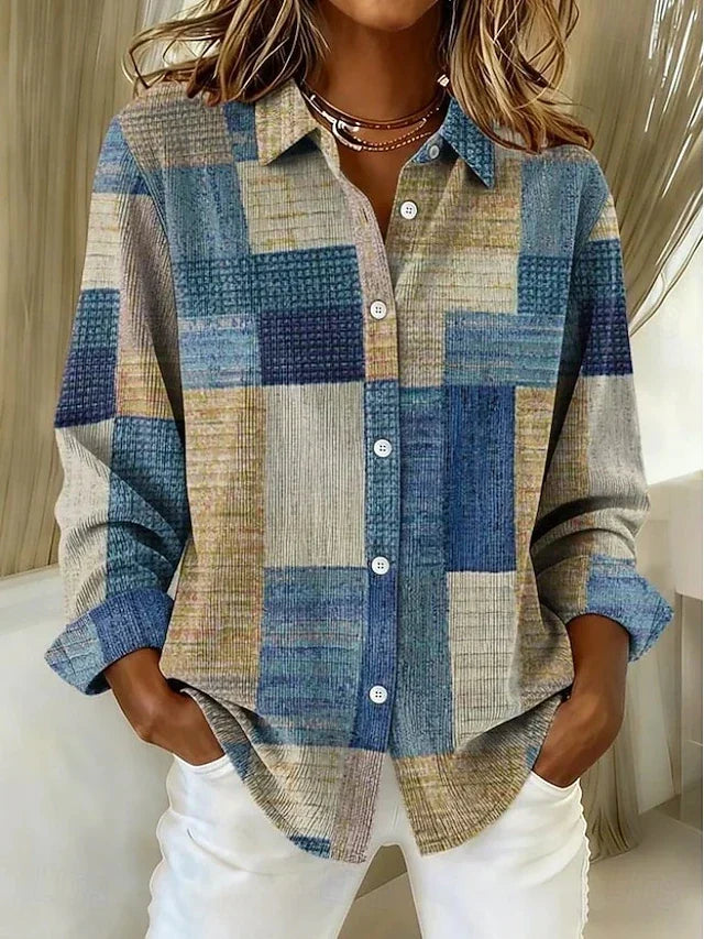 Norma | Blusa Vintage Patchwork con Botones