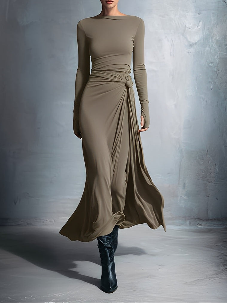 Natalia | Vestido Maxi con Moño Lateral