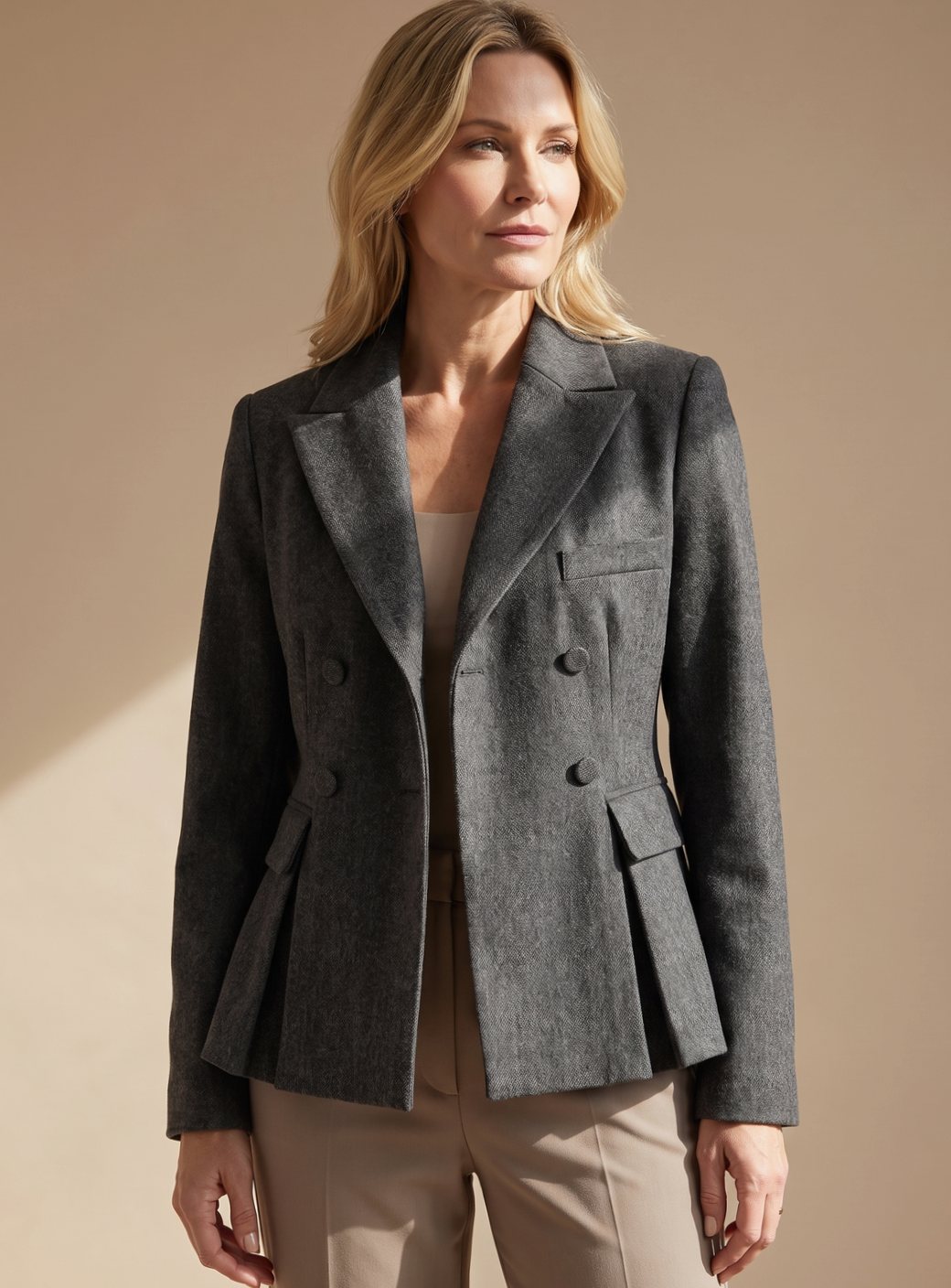 Gwendolyn | Blazer Cruzado Entallado con Peplum
