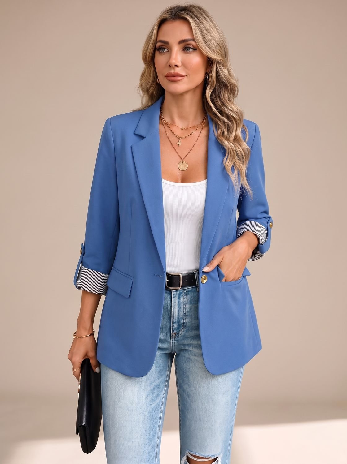 Johanna | Blazer de Corte Suave con Mangas Enrollables