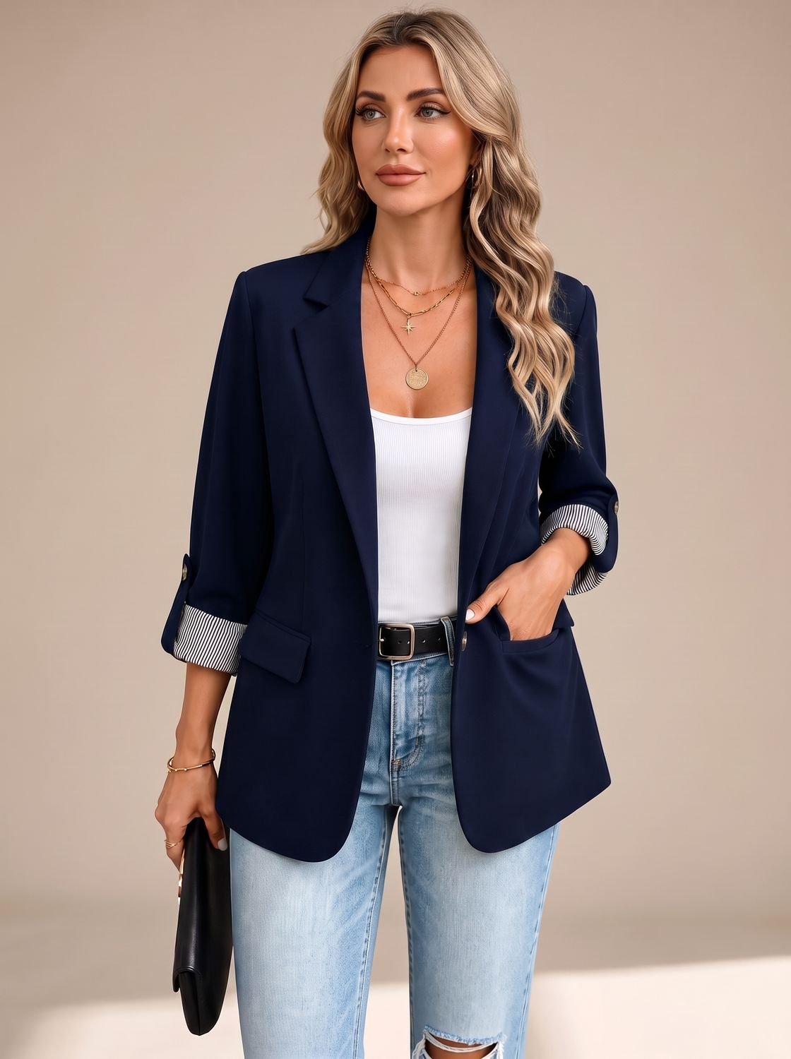 Johanna | Blazer de Corte Suave con Mangas Enrollables