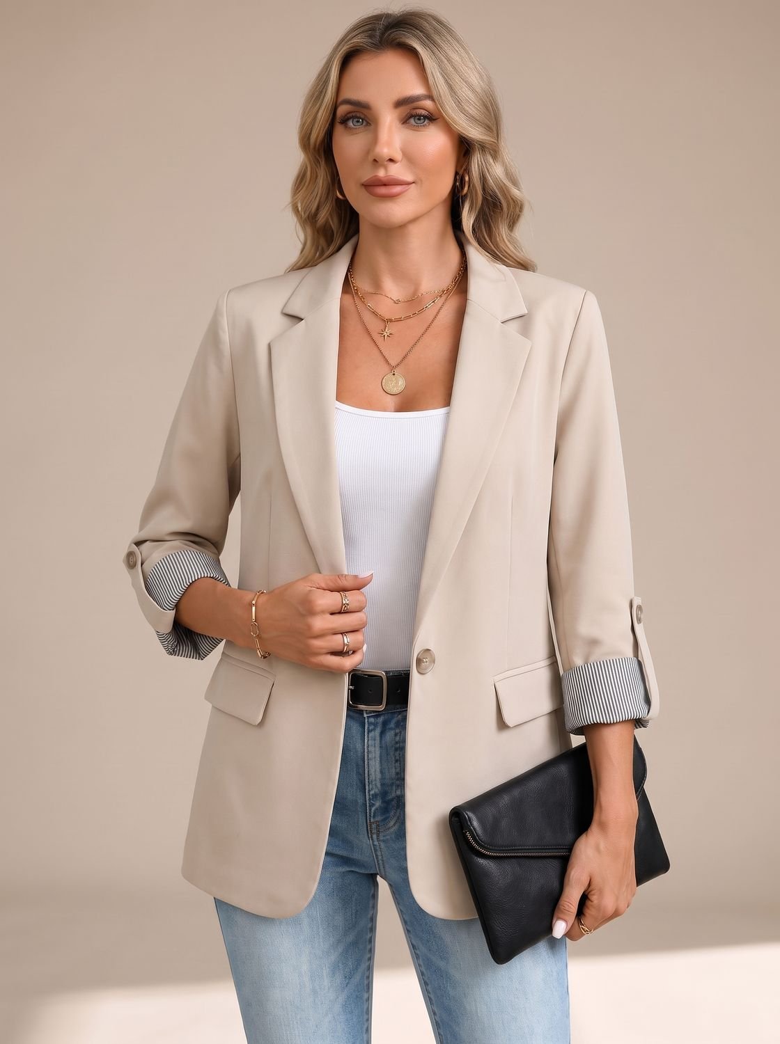 Johanna | Blazer de Corte Suave con Mangas Enrollables
