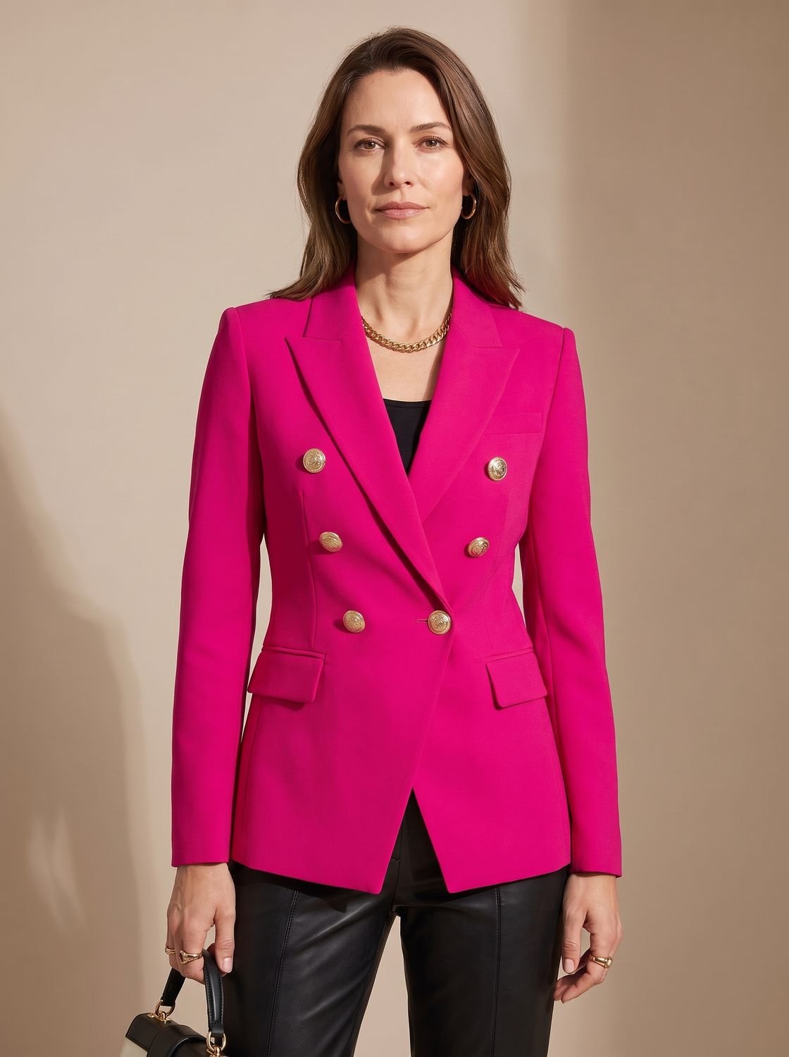 Marianne | Blazer Cruzado Entallado con Botones Dorados