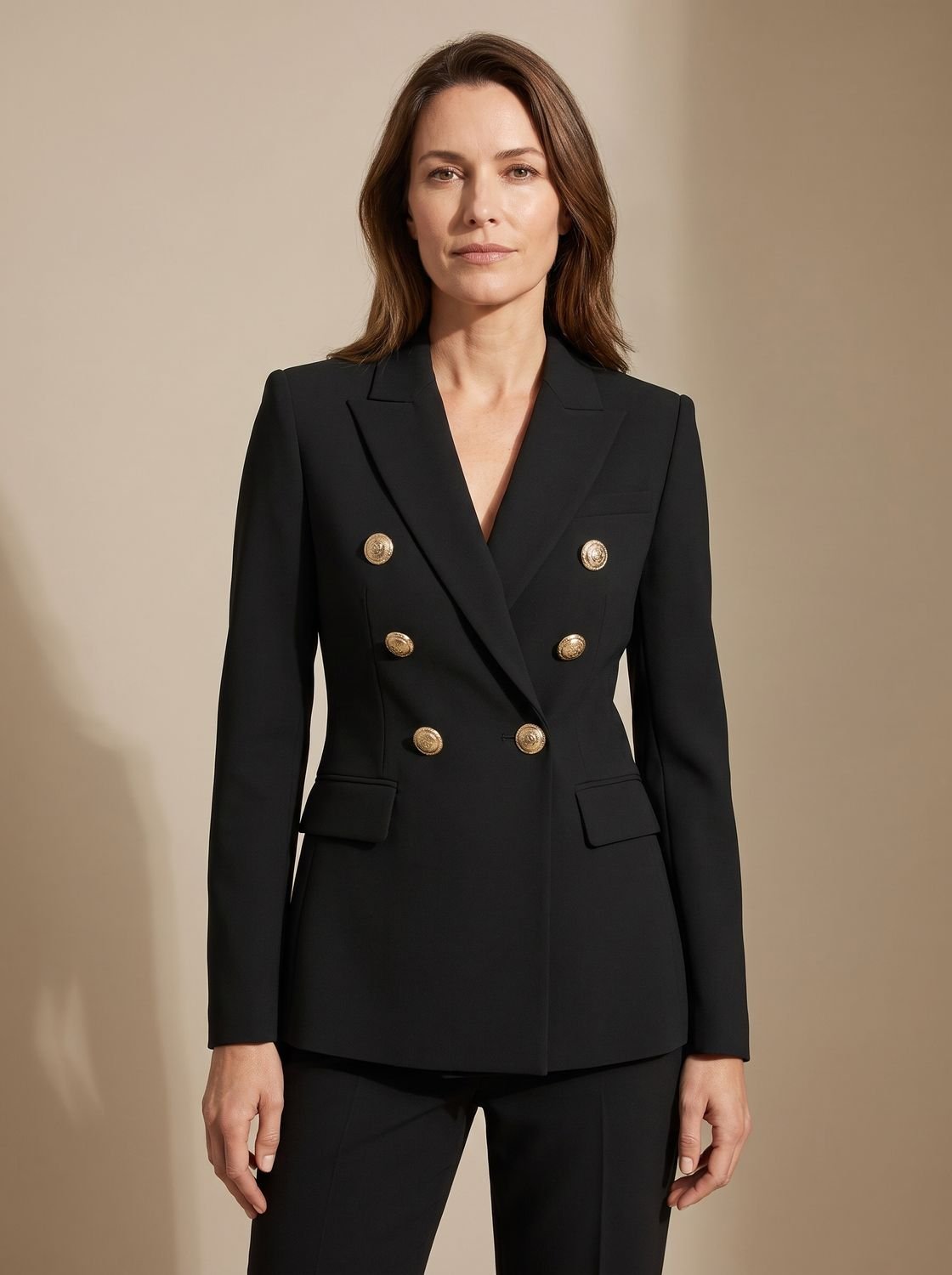Marianne | Blazer Cruzado Entallado con Botones Dorados
