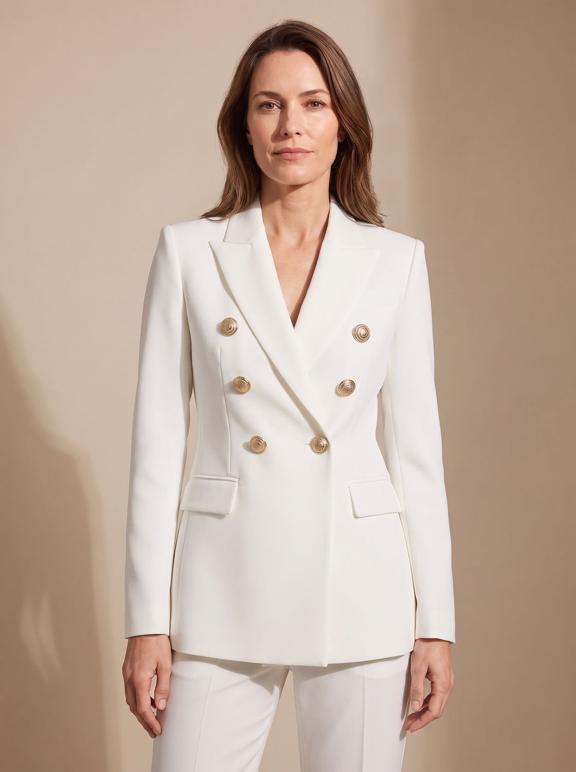 Marianne | Blazer Cruzado Entallado con Botones Dorados