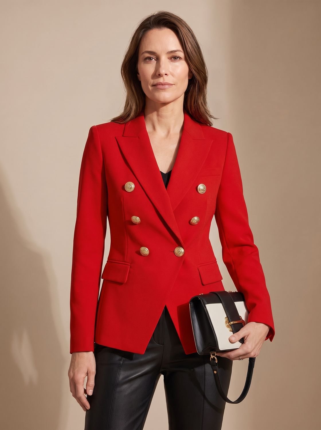 Marianne | Blazer Cruzado Entallado con Botones Dorados